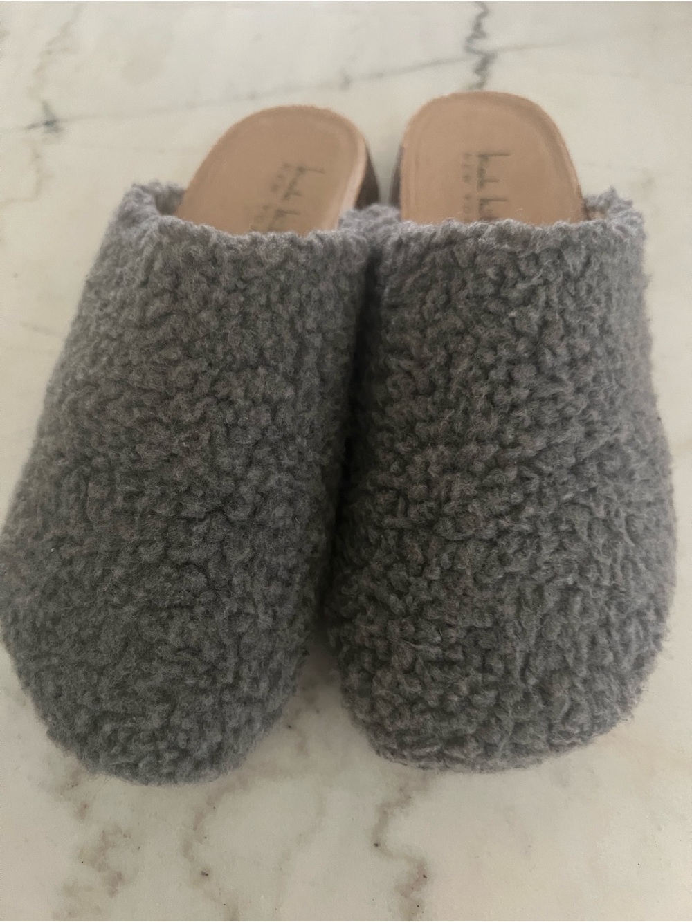 Nicole by Nicole Miller Gray Faux Shearling Mule Clogs